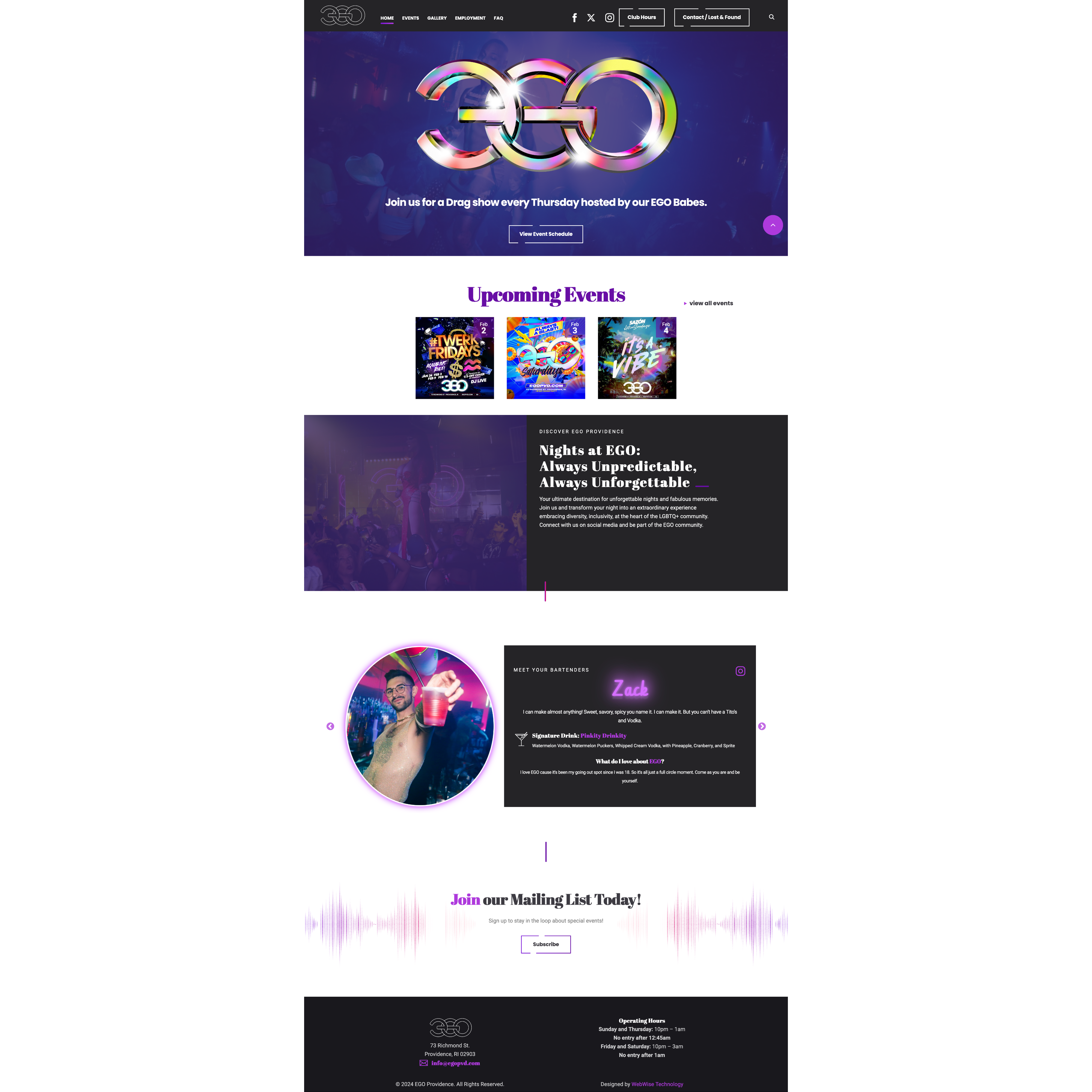 EGO Providence website
