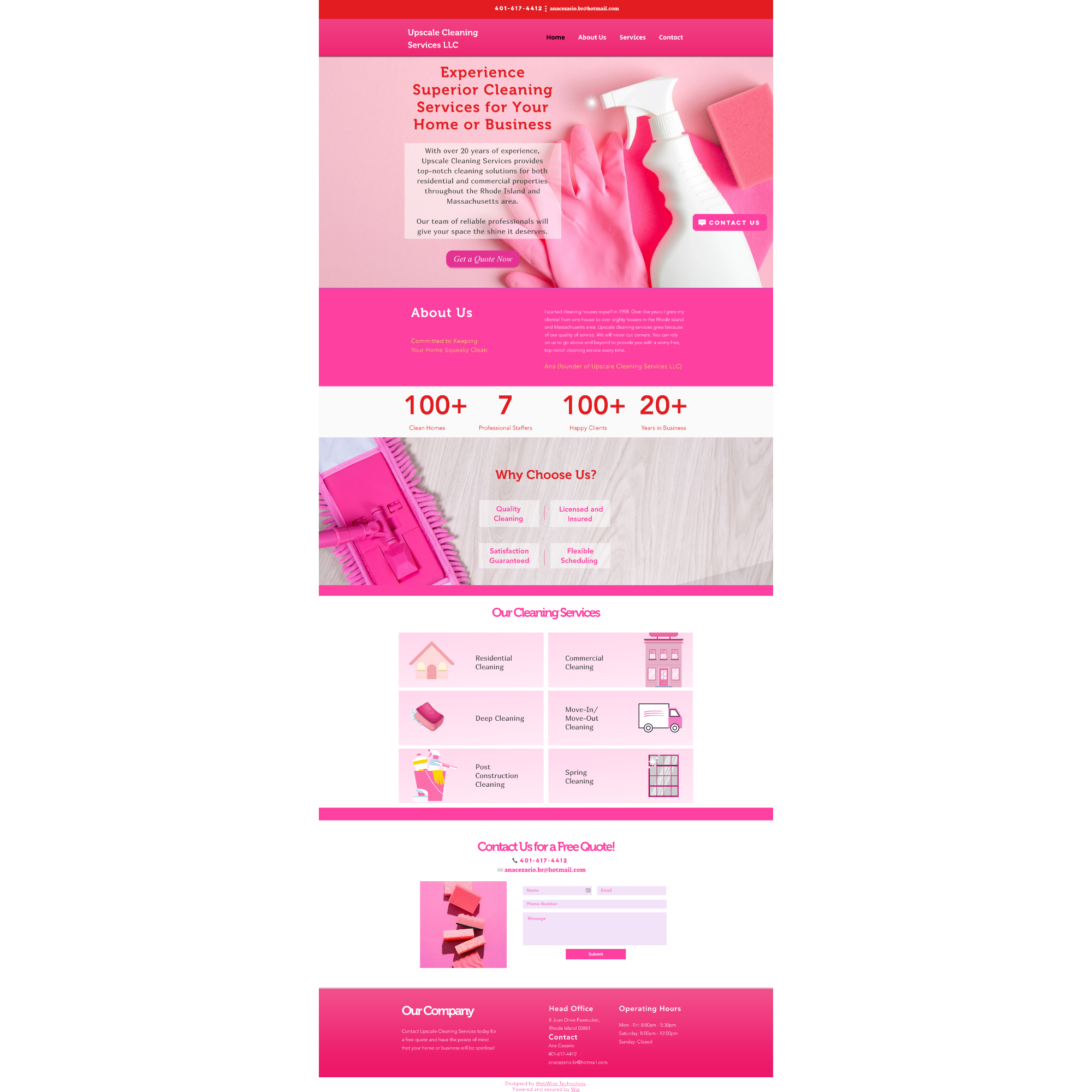 Upscale Cleaning Services website